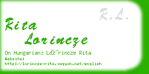 rita lorincze business card